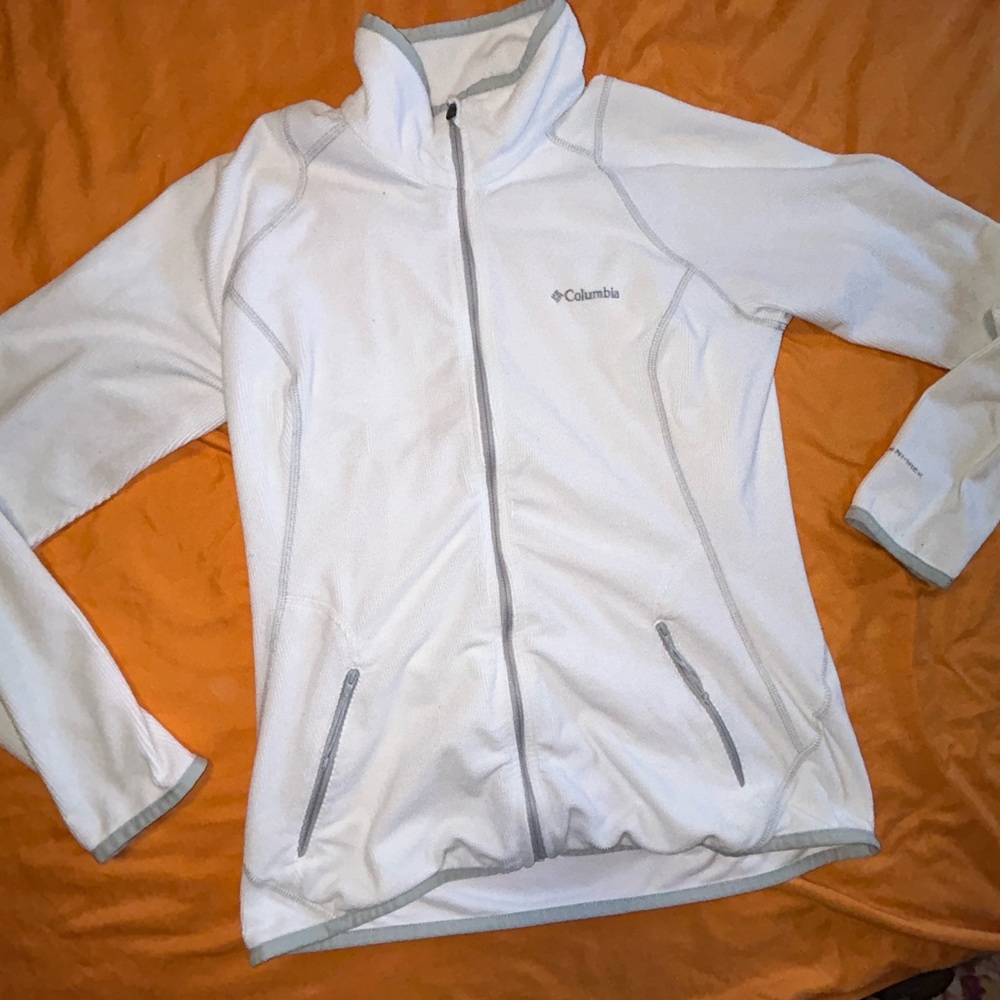 Columbia women’s size medium Omni-wick zip up white with gray stitching jacket